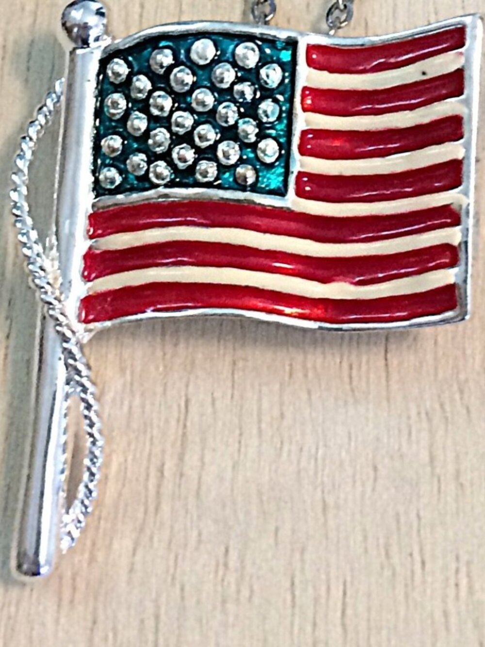 2 Vintage NOS Flag brooch pins and pendants add your chain